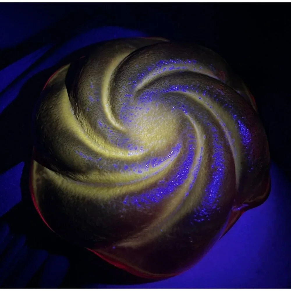 Fenton Red Amberina Swirl Textured Glass Trinket Dish Ashtray 5" Heavy Glows UV - Picture 8 of 8